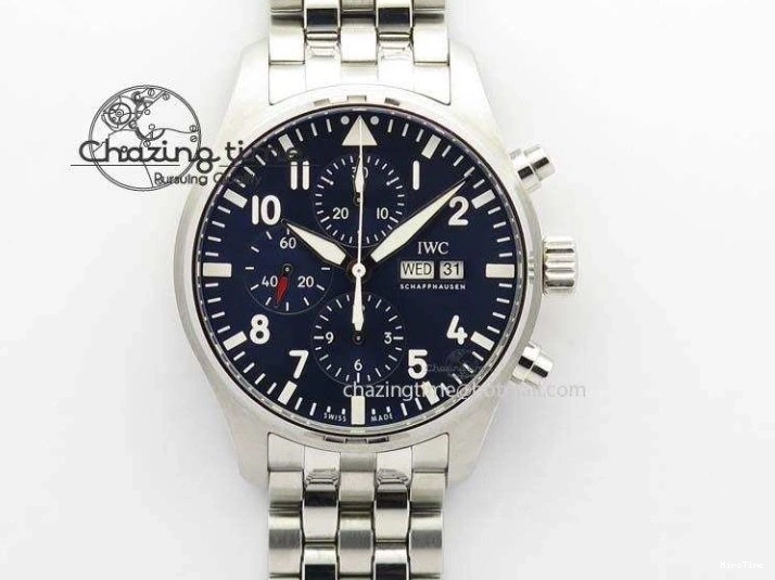 MIROTIME 0808 UrbanChic Pilot Chrono 2016 IW377714 ZF 1:1 Best Edition Blue Dial On SS Bracelet A7750 V 7272